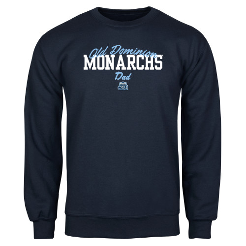  Navy Fleece Crew - Old Dominon Script Arched Monarchs Dad