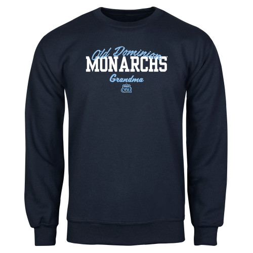  Navy Fleece Crew - Old Dominon Script Arched Monarchs Grandma