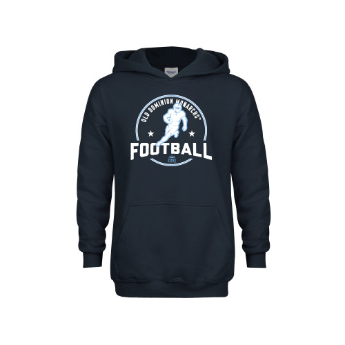  Youth Navy Fleece Hoodie - ODU Monarchs Football with Player Design