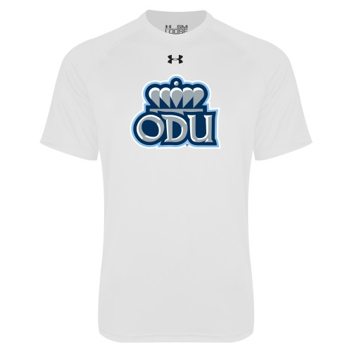  Under Armour White Tech Tee - UA - ODU with Crown Primary Mark