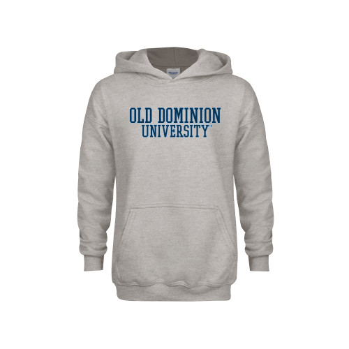  Youth Grey Fleece Hood - Old Dominion University Block Text with Outline Design