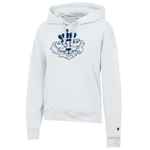  Champion Womens White Powerblend Pullover Hood - ODU Vintage Crown