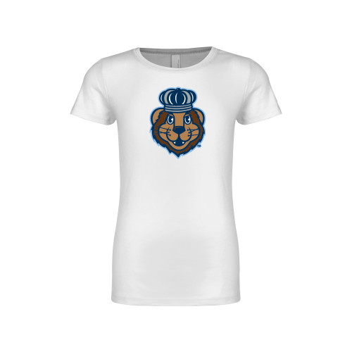  Next Level Girls White Fashion Fit T Shirt - ODU Monarch Mascot Head Youth Mark