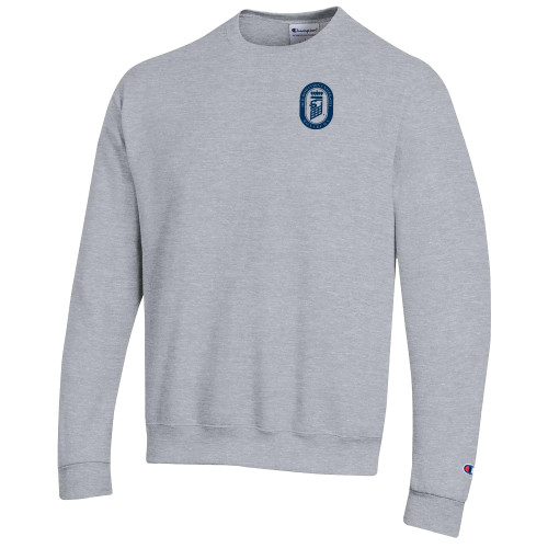  Champion Heather Grey Fleece Crew - ODU Vintage Lion Seal