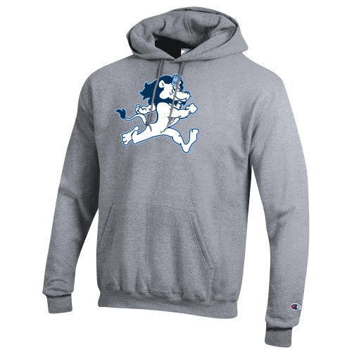 Champion Heather Grey Fleece Hoodie - ODU Vintage Lion Running