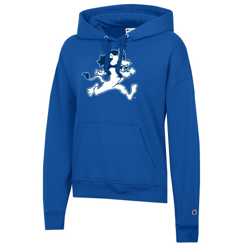  Champion Womens Royal Powerblend Pullover Hood - ODU Vintage Lion Running