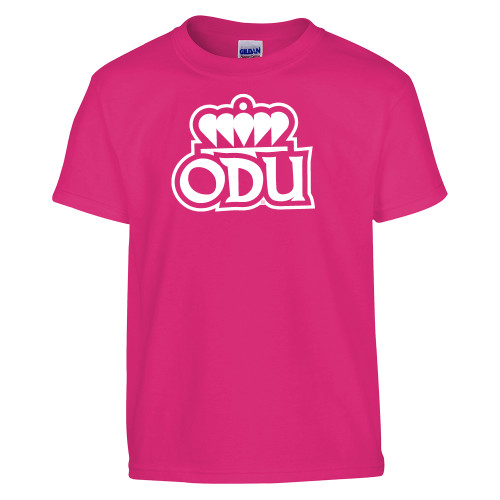  Youth Hot Pink T Shirt - ODU with Crown Primary Mark