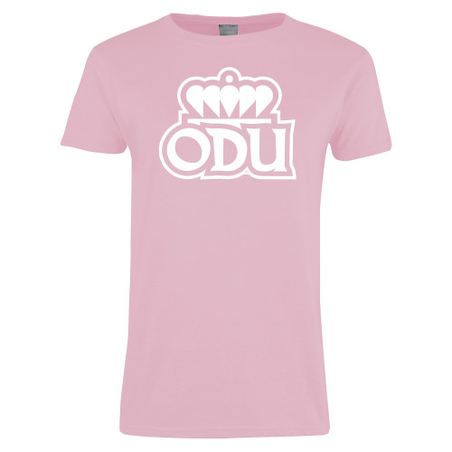  Womens Pink Short Sleeve Tee - ODU with Crown Primary Mark