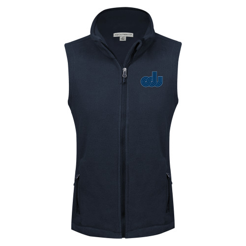  Womens Navy Fleece Full Zip Vest - ODU Vintage Logo