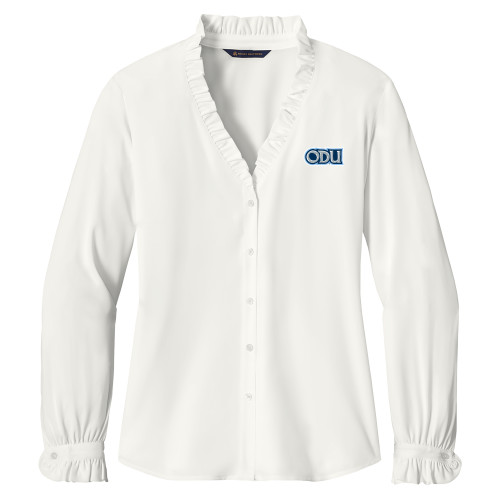  Brooks Brothers Womens Off White Long Sleeve Ruffle Collar Blouse - ODU