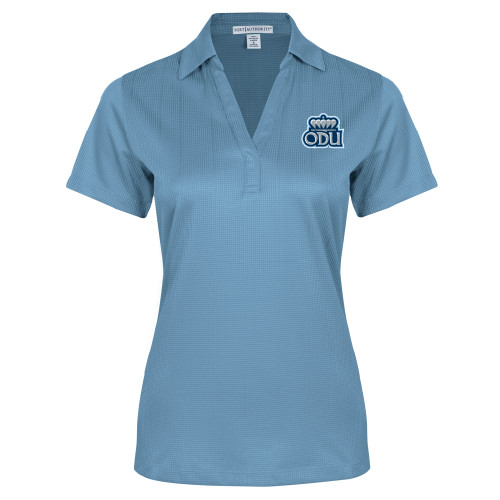  Womens Light Blue Performance Fine Jacquard Polo - ODU with Crown Primary Mark