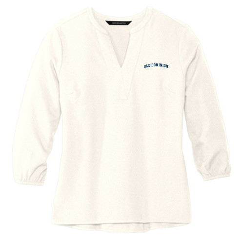  Mercer + Mettle Womens Ivory 3/4 Sleeve Crepe Blouse - Arched Old Dominion