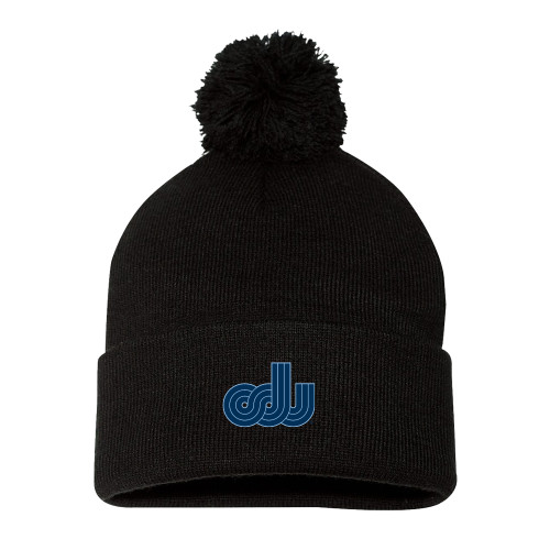  Sportsman Black Pom Pom Cuffed Beanie - ODU Vintage Logo