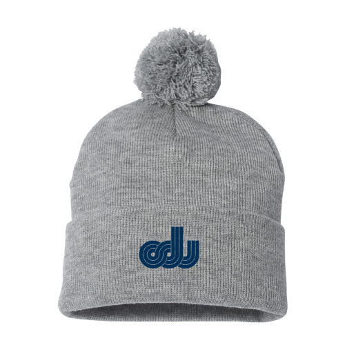  Sportsman Heather Grey Pom Pom Cuffed Beanie - ODU Vintage Logo