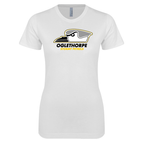  Next Level Womens White Boyfriend Tee - Primary Athletics Logo