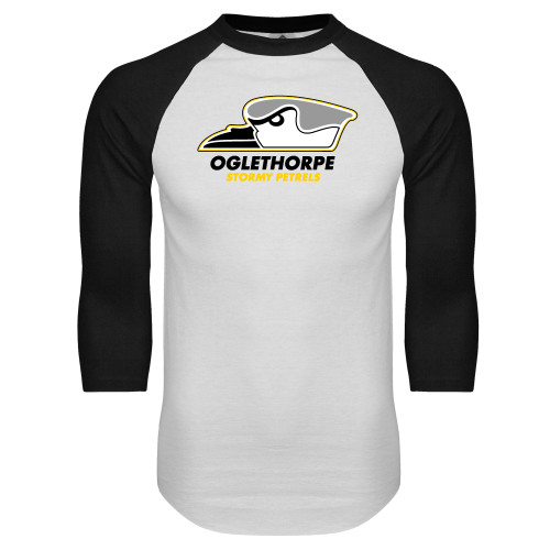  White/Black Raglan Baseball T Shirt - Primary Athletics Logo