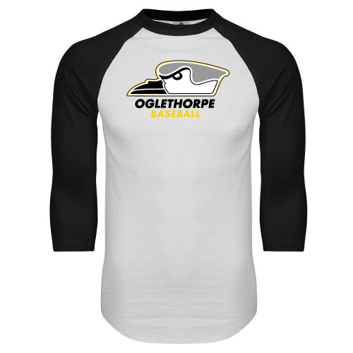  White/Black Raglan Baseball T Shirt - Baseball