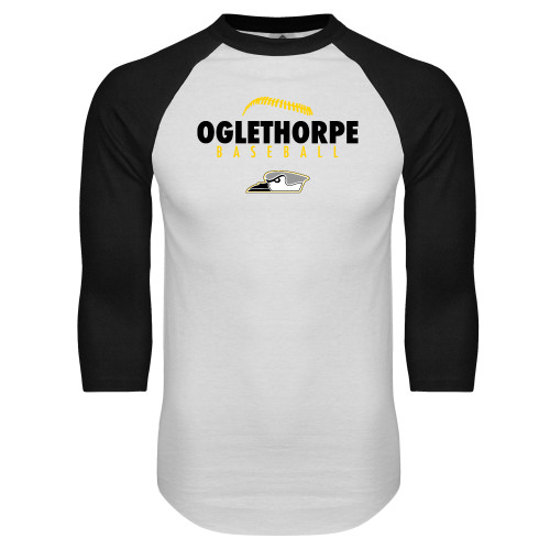  White/Black Raglan Baseball T Shirt - Baseball Seams