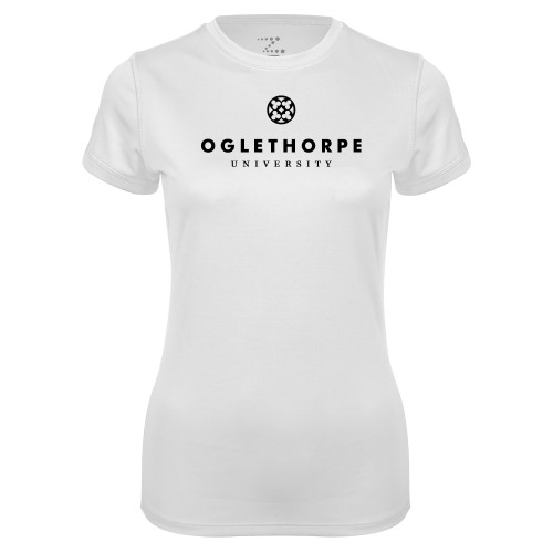  Womens White Performance Tee - Primary University Logo