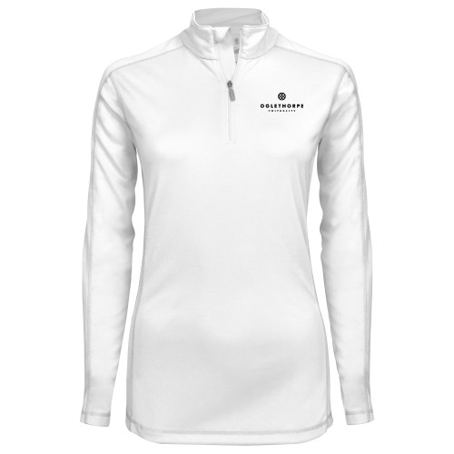  Syntrel Womens White Interlock 1/4 Zip - Primary University Logo