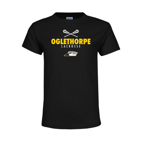  Youth Black T Shirt - Lacrosse Crossed Sticks