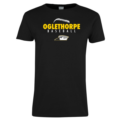  Womens Black Short Sleeve Tee - Baseball Seams