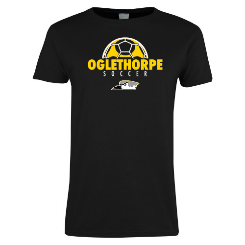  Womens Black Short Sleeve Tee - Soccer Ball