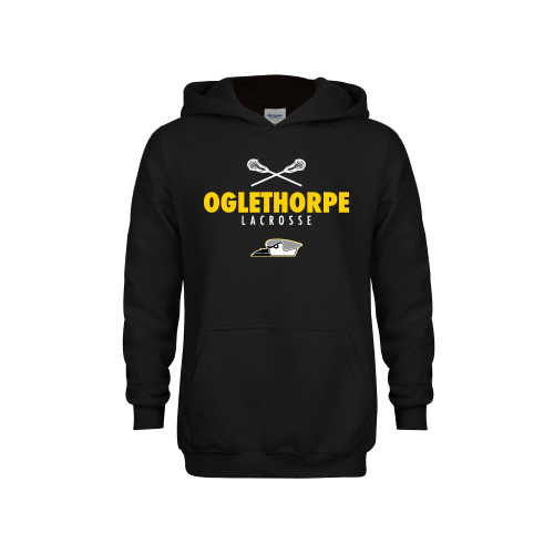  Youth Black Fleece Hoodie - Lacrosse Crossed Sticks