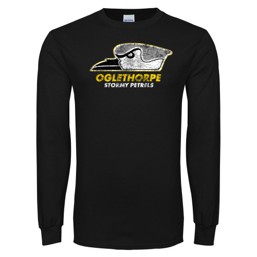  Black Long Sleeve T Shirt - Primary Athletics Mark Distressed