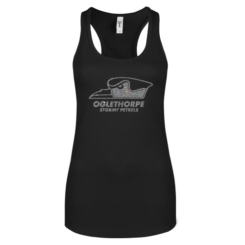  Next Level Womens Black Racerback Tank  - A Silver Soft Glitter