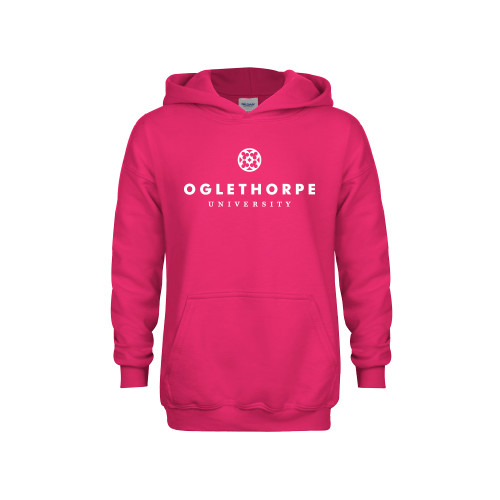  Youth Hot Pink Fleece Hoodie - Primary University Logo