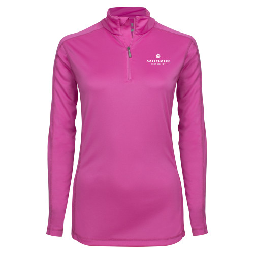  Syntrel Womens Raspberry Interlock 1/4 Zip - Primary University Logo