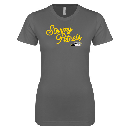  Next Level Womens Charcoal Boyfriend Tee - Fancy Script