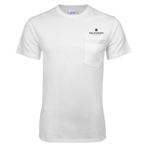  White T-Shirt w/Pocket - Primary University Logo