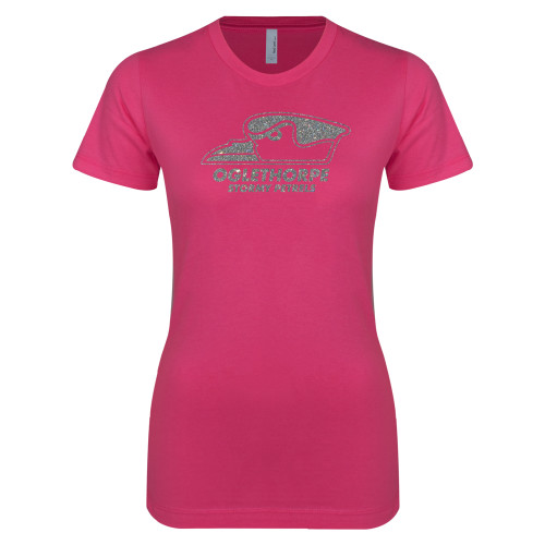  Next Level Womens Fuchsia Boyfriend Tee - A Silver Soft Glitter