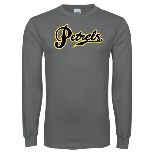  Charcoal Long Sleeve T Shirt - Petrels Script