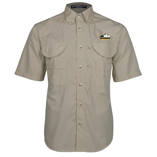  Khaki Fishing Shirt Performance Short Sleeve - Primary Athletics Logo