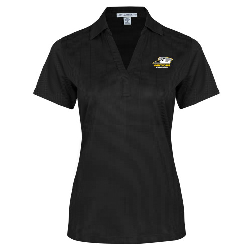  Womens Black Performance Fine Jacquard Polo - Primary Athletics Logo