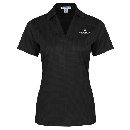  Womens Black Performance Fine Jacquard Polo - Primary University Logo