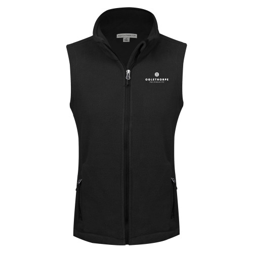  Womens Black Fleece Full Zip Vest - Primary University Logo