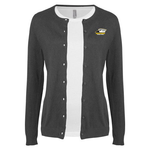  Womens Charcoal Cardigan Sweater - Primary Athletics Logo
