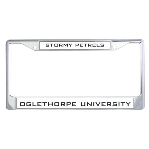  Metal License Plate Frame in Chrome - Stormy Petrels