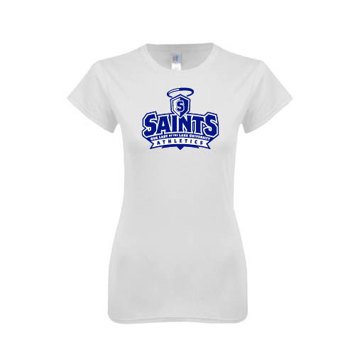  Next Level Womens White Boyfriend Tee - Our Lady of the Lake University Athletics - Offical Logo