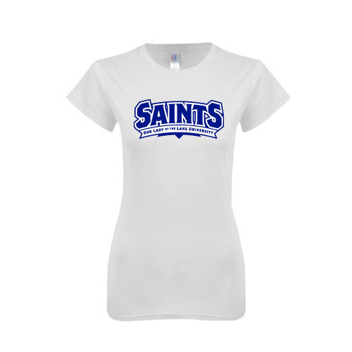  Next Level Womens White Boyfriend Tee - Saints - Our lady of the Lake University