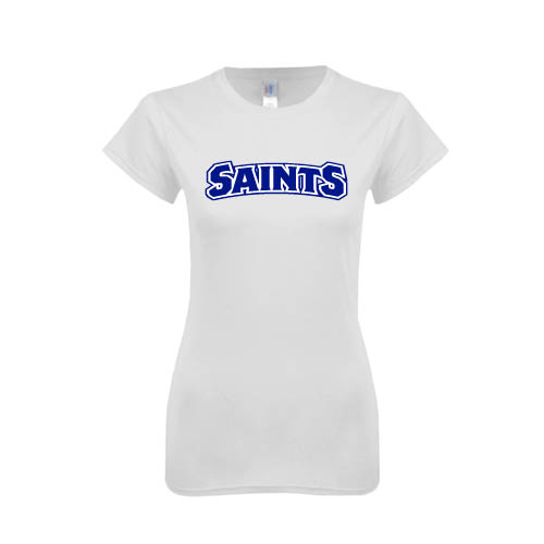  Next Level Womens White Boyfriend Tee - Saints