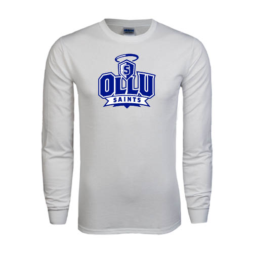  White Long Sleeve T Shirt - OLLU Saints