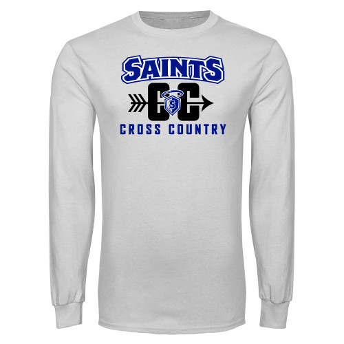  White Long Sleeve T Shirt - Cross Country Design