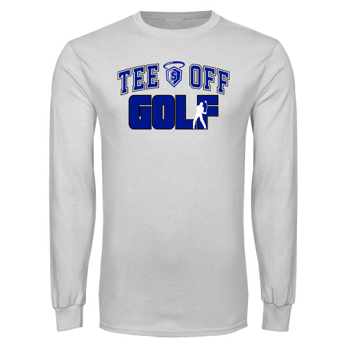  White Long Sleeve T Shirt - Tee Off Golf Design