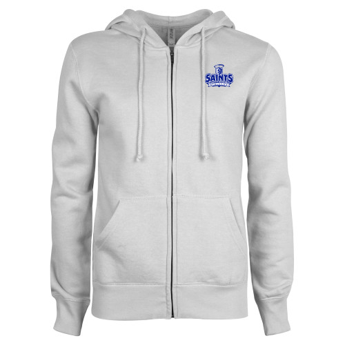 OLLU ENZA Womens White Fleece Full Zip Hoodie