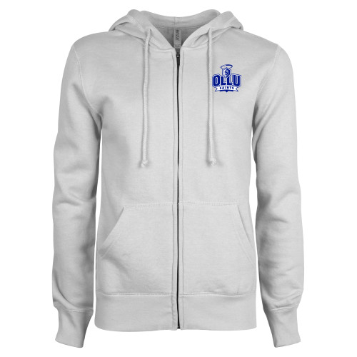 ENZA Womens White Fleece Full Zip Hoodie - OLLU Saints